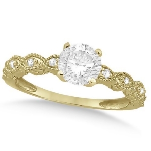Petite Antique-Design Diamond Engagement Ring 14k Yellow Gold 1.00ct - All