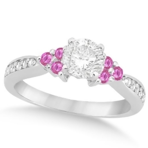Floral Diamond and Pink Sapphire Engagement Ring Platinum 0.80ct - All