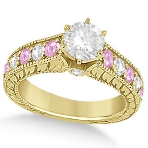 Vintage Diamond Pink Sapphire Engagement Ring 14k Yellow Gold 2.41ct - All