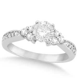 Floral Diamond Accented Engagement Ring in Palladium 0.78ct - All
