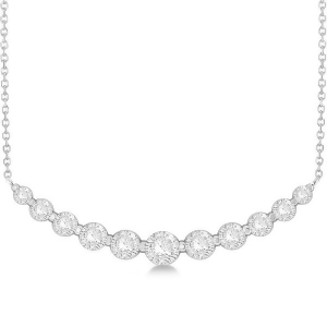Curved Necklace Diamond Accented 14k White Gold 1.00ct - All