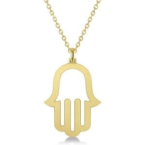 Hamsa Amulet Necklace Plain Metal Pendant 14K Yellow Gold - All