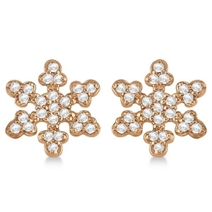 Diamond Snowflake Earrings 14k Rose Gold 0.24ct - All