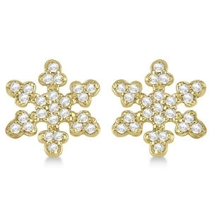 Diamond Snowflake Earrings 14k Yellow Gold 0.24ct - All