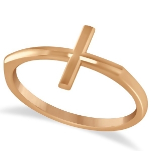 Curved Sideways Cross Ring for Women 14K Rose Gold - All