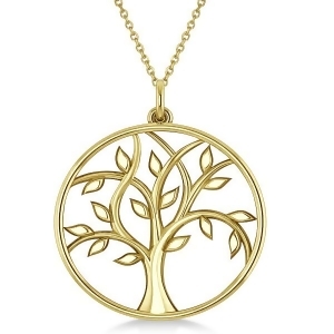 Tree of Life Pendant Necklace Plain Metal 14k Yellow Gold - All