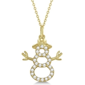 Snowman Diamond Necklace Pendant Diamond Accented14k Yellow Gold 0.13ct - All