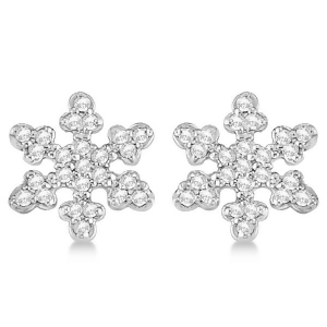 Diamond Snowflake Earrings 14k White Gold 0.24ct - All
