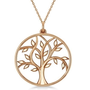 Tree of Life Pendant Necklace Plain Metal 14k Rose Gold - All