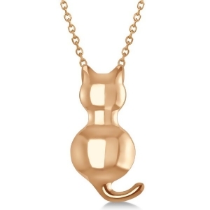 Cat Shaped Pendant Necklace 14k Pink Gold - All