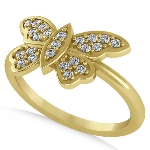 Butterfly Ring Diamond Accented 14k Yellow Gold 0.23ct - All