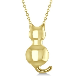 Cat Shaped Pendant Necklace 14k Yellow Gold - All