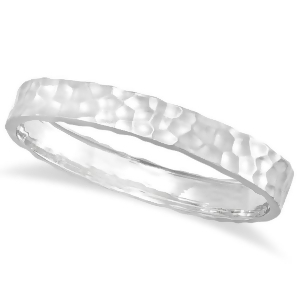 Hammered Stackable Bangle for Women 14k White Gold - All