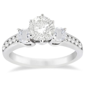 Three-stone White Topaz and Diamond Engagement Ring 18k W. Gold 0.45ct - All