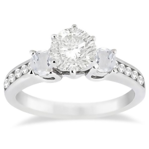Three-stone White Topaz and Diamond Engagement Ring 14k W. Gold 0.45ct - All