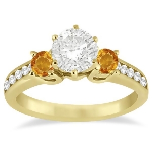 Three-stone Citrine and Diamond Engagement Ring 18k Yellow Gold 0.45ct - All