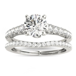 Semi Eternity Diamond Bridal Set 14k White Gold 0.75ct - All