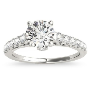 Semi Eternity Diamond Engagement Ring Cathedral 14k White Gold 0.38ct - All