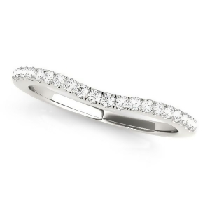 Curved Semi Eternity Diamond Wedding Band 14k White Gold 0.38ct - All