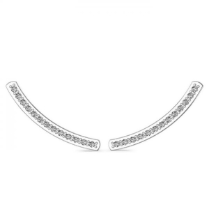 Curved Ear Cuffs Diamond Accented 14K White Gold 0.13ct - All