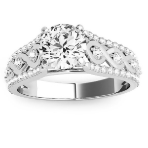 Graduating Diamond Twisted Engagement Ring 14k White Gold 0.38ct - All