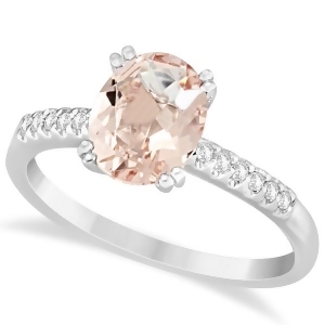 Oval Morganite Engagement Ring Diamond Accented 14k White Gold 1.90ct - All