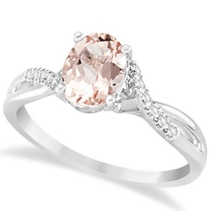 Oval Cut Morganite Engagement Ring with Diamonds 14k White Gold 1.34ct - All