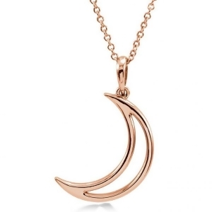 Crescent Moon Pendant Necklace in Solid 14k Rose Gold - All