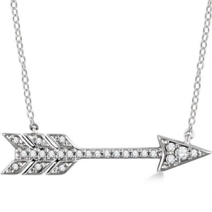 Cupid's Arrow Pendant Necklace Diamond Accented 14k White Gold 0.11ct - All