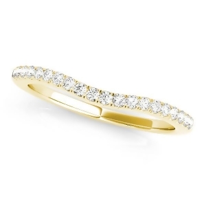 Curved Semi Eternity Diamond Wedding Band 14k Yellow Gold 0.38ct - All