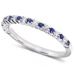 Round Diamond and Blue Sapphire Band in 14kt White Gold 0.25ct - All