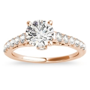 Semi Eternity Diamond Engagement Ring Cathedral 14k Rose Gold 0.38ct - All