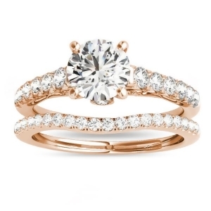 Semi Eternity Diamond Bridal Set 14k Rose Gold 0.75ct - All