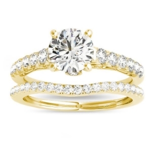 Semi Eternity Diamond Bridal Set 14k Yellow Gold 0.75ct - All