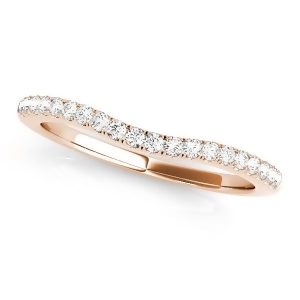 Curved Semi Eternity Diamond Wedding Band 14k Rose Gold 0.38ct - All