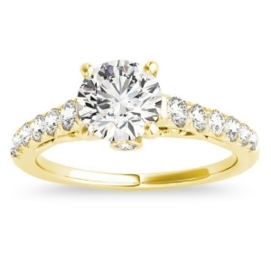 Semi Eternity Diamond Engagement Ring Cathedral 14k Yellow Gold 0.38ct - All