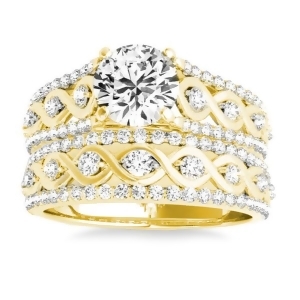 Graduating Diamond Side Stone Twisted Bridal Set 14k Yellow Gold 0.75ct - All