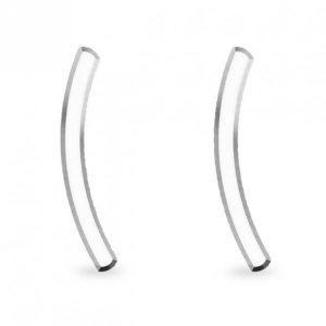 Curved Ear Crawlers Plain Metal 14K White Gold - All