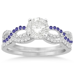 Infinity Diamond and Tanzanite Engagement Ring Set 14k White Gold 0.34ct - All