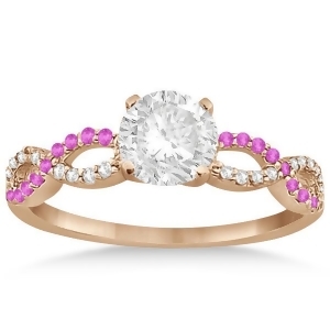 Infinity Diamond and Pink Sapphire Engagement Ring 18k Rose Gold 0.21ct - All