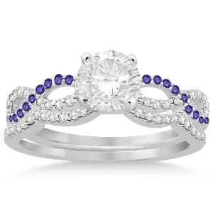 Infinity Diamond and Tanzanite Engagement Ring Set 18k White Gold 0.34ct - All