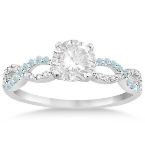 Infinity Diamond and Aquamarine Engagement Ring in 18k White Gold 0.21ct - All