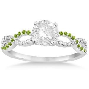 Infinity Diamond and Peridot Engagement Ring in 18k White Gold 0.21ct - All