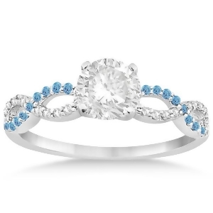 Infinity Diamond and Blue Topaz Gemstone Engagement Ring Platinum 0.21ct - All
