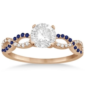 Infinity Diamond and Blue Sapphire Engagement Ring 14k Rose Gold 0.21ct - All