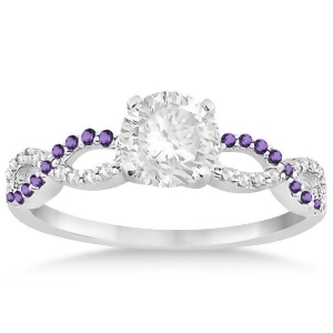 Infinity Diamond and Amethyst Engagement Ring in 14k White Gold 0.21ct - All
