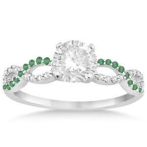 Infinity Diamond and Emerald Engagement Ring in 14k White Gold 0.21ct - All