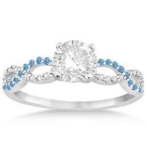 Infinity Diamond and Blue Topaz Engagement Ring in 14k White Gold 0.21ct - All