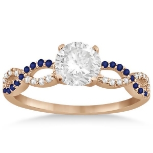 Infinity Diamond and Blue Sapphire Engagement Ring 18k Rose Gold 0.21ct - All