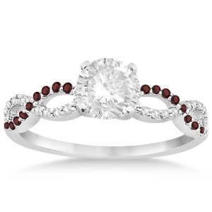 Infinity Diamond and Garnet Engagement Ring in 14k White Gold 0.21ct - All